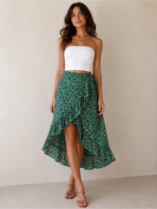 Max Studio Dresses & Skirts - Max Studio Green Floral High-Low Wrap Skirt NWT Size XL